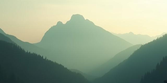 Fine art print titled 'Misty Peak' by Kaito Tanaka, depicting a mountain enveloped in fog.
