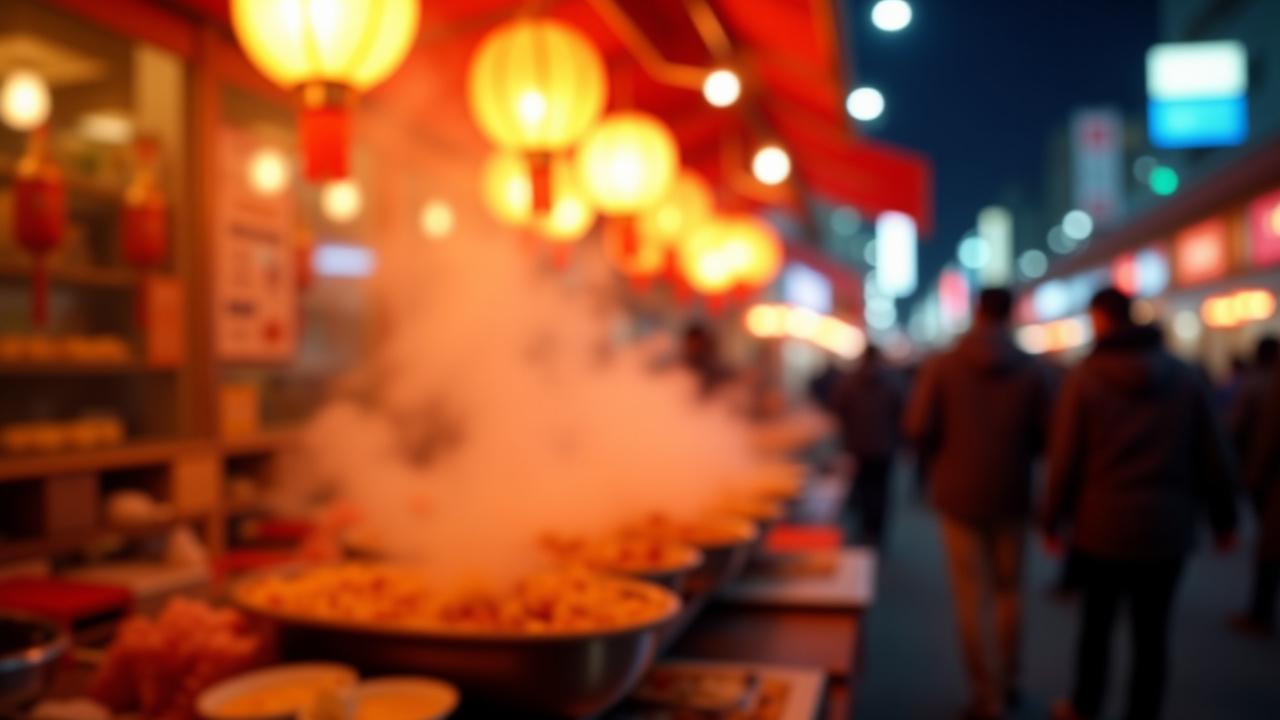 Student photograph of vivid street food stall at a festival in Osaka